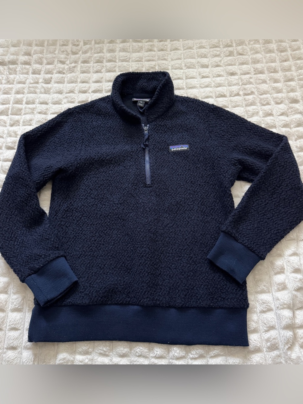 Patagonia XS‎ Navy Blue Woolyester 1/4 Zip Fleece Pullover Wool